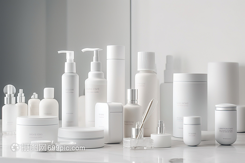白色護膚品瓶子的數字藝術 美學與科技的完美融合